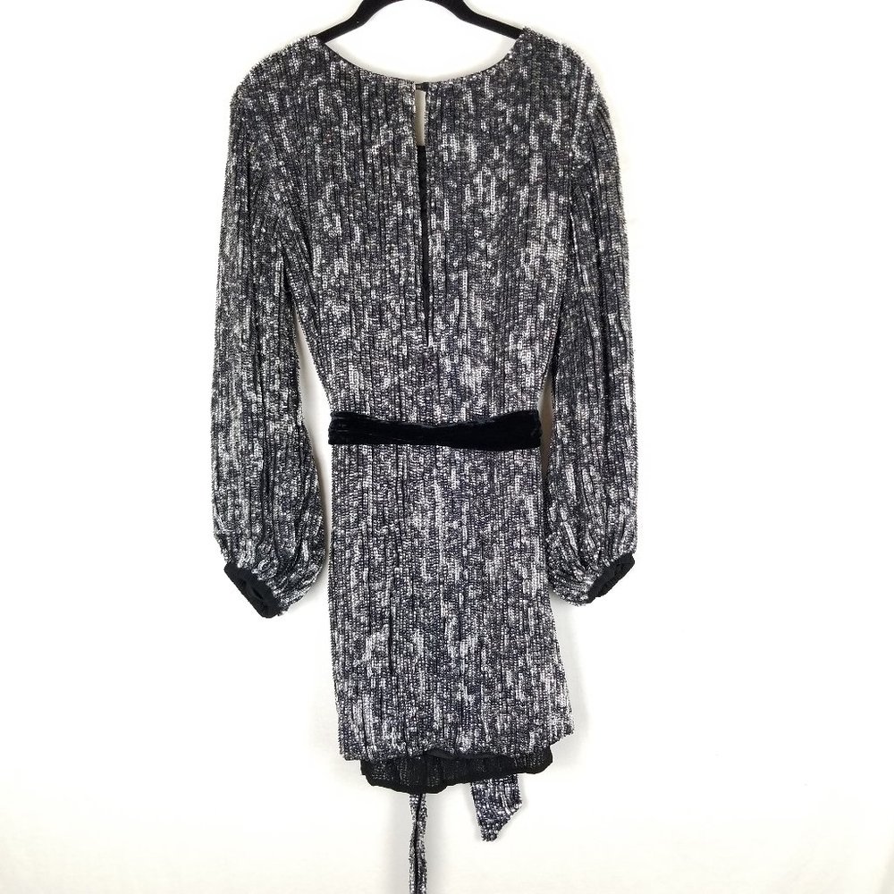 ✨ NWT Retrofête Emani Long Sleeve Sequin Mini Dress - Black/Silver (Size S) - Picture 13 of 15